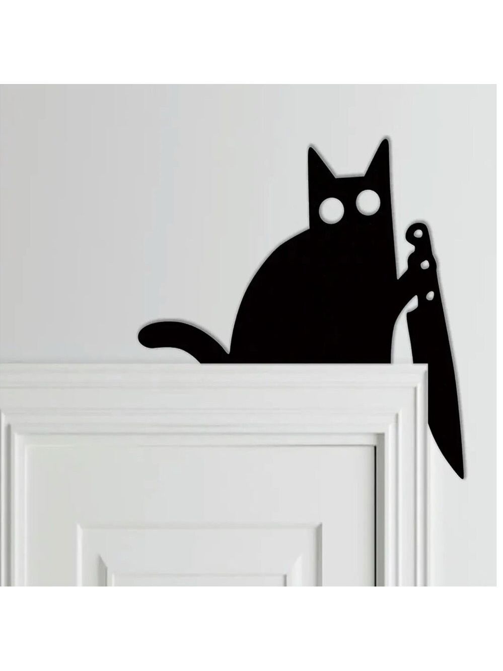 MURDER MITTENS & LAZY ASS CAT DOOR FRAME METAL DECOR SET OF 2
